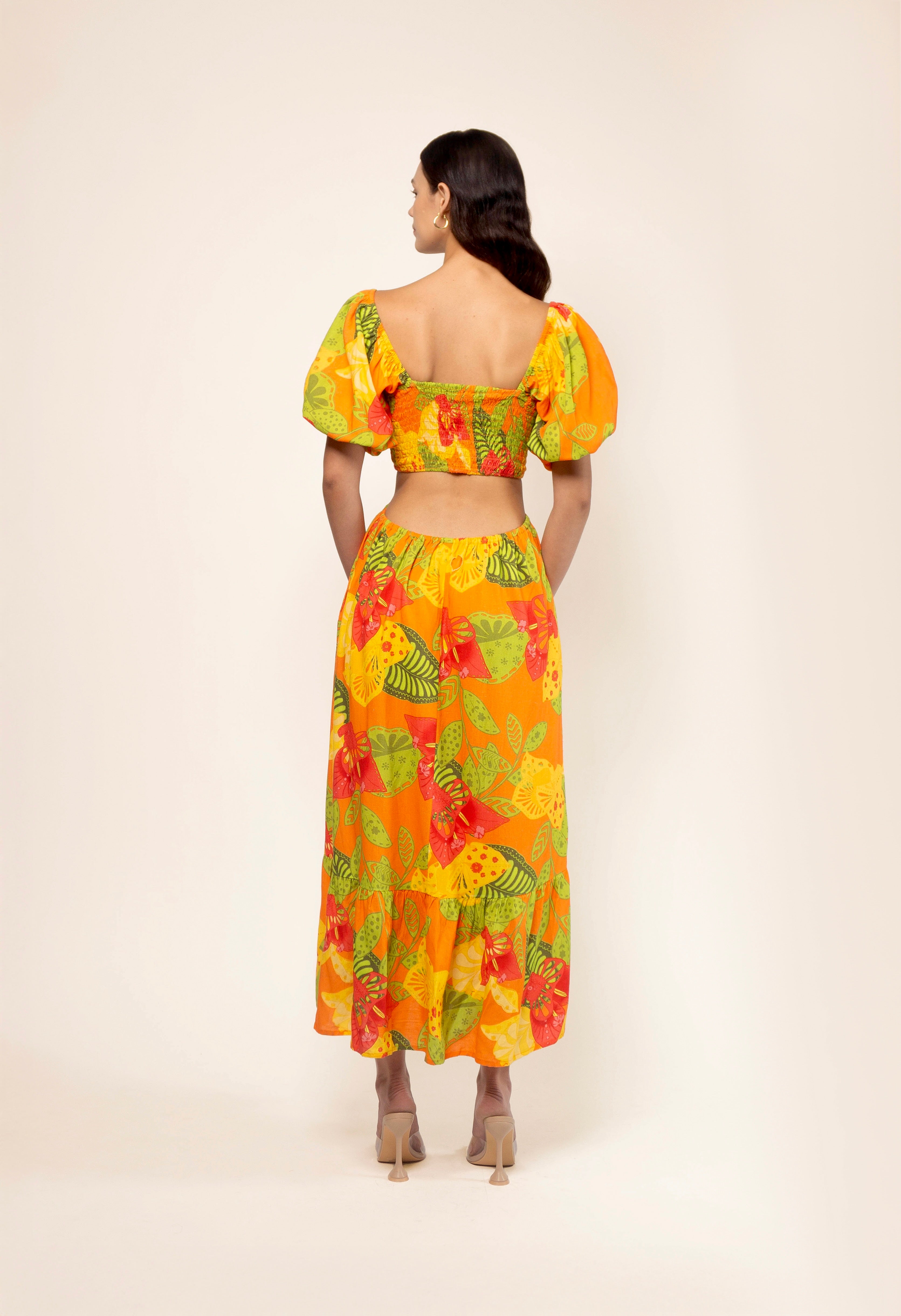 BUGAMBILIANA LINEN MIDI DRESS