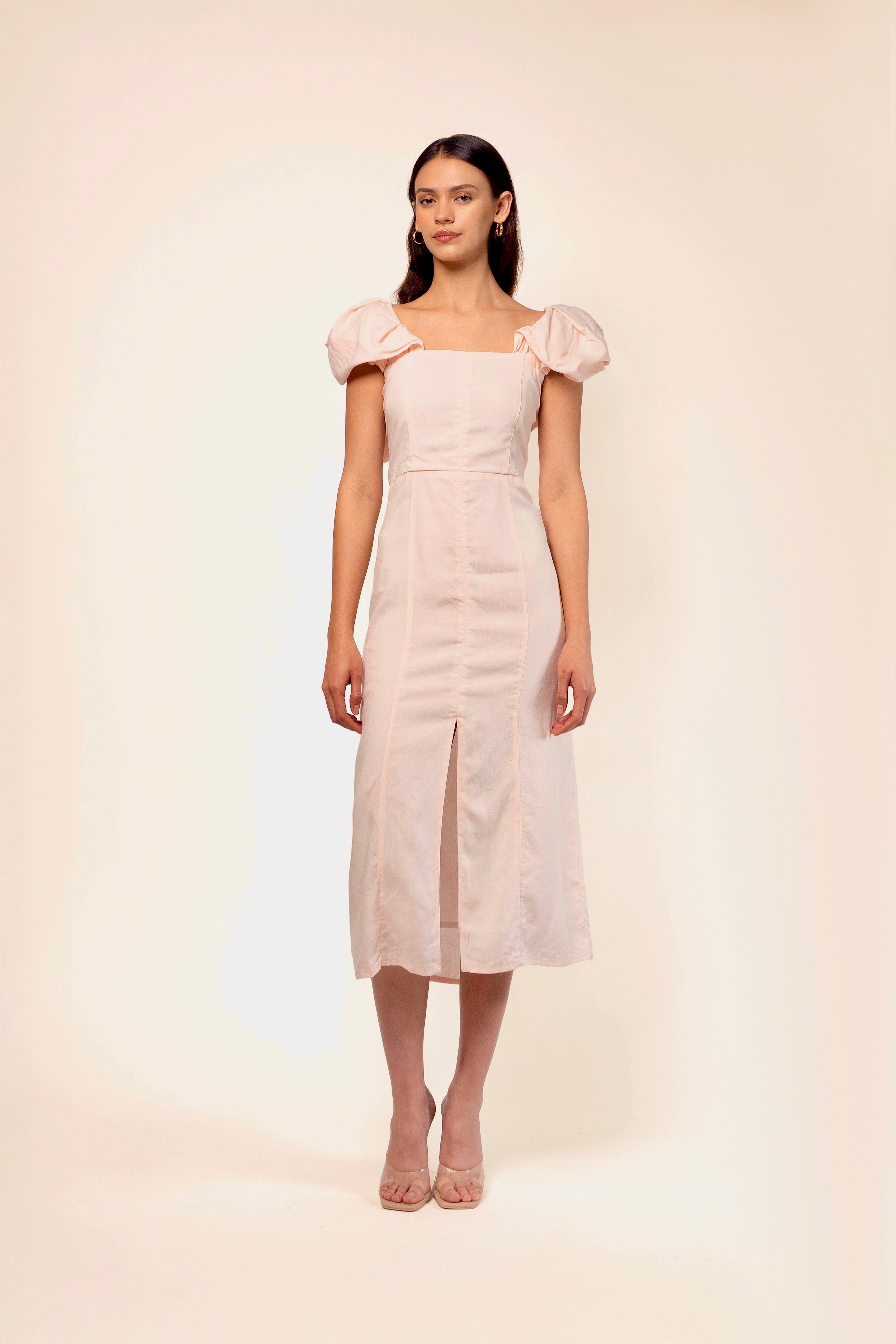 CLARISSA LINEN MIDI DRESS